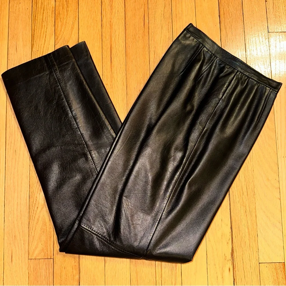 Genuine Lambskin Leather pants slacks Liz Claiborne collection Y2K size 4 - Picture 3 of 11